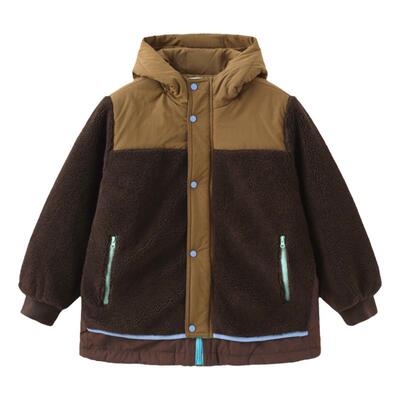 拼接厚棉外套保暖冬季连帽洋气