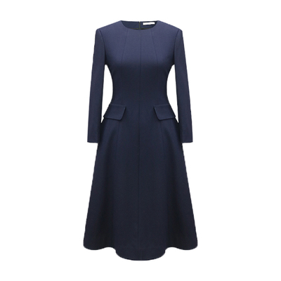 LadyJ初剪羊毛立裁袋盖连衣裙