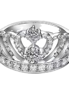 进口D色莫桑石在逃公主皇冠戒指