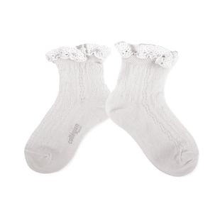 Collegien女童袜子薄款蕾丝花边短袜埃及长绒棉婴儿宝宝网眼袜子