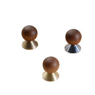 晴天娃娃胡桃木法式黄铜柜门拉手中古风实木圆球橱柜衣柜抽屉把手