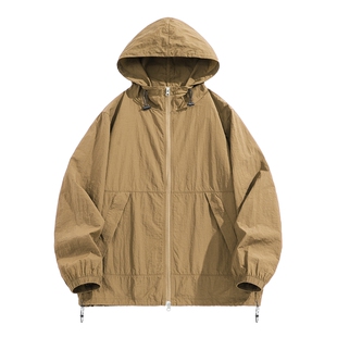 班尼路凉感防晒衣男款春夏季户外运动防晒服男驼色轻薄宽松外套A