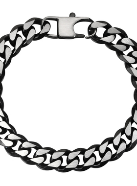 GRGR钛钢抹黑做旧古巴手链