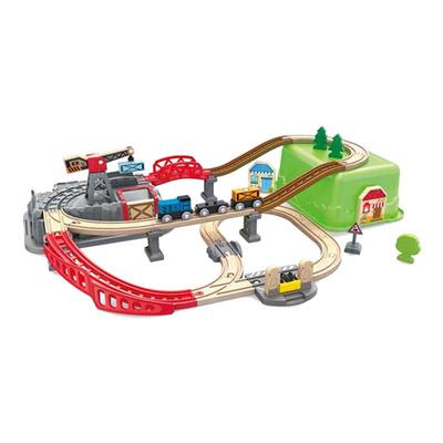 Hape小火车轨道小镇运输收纳套电动火车头木质拼装儿童玩具礼物