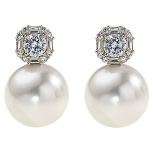 戴妃澳母贝澳白珍珠耳钉超闪锆石通体S925银耳环轻奢高级感耳饰女