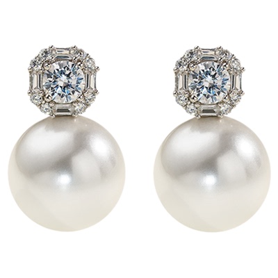 西大班戴妃澳母贝珍珠锆石耳钉女