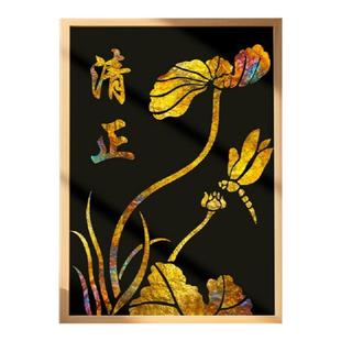 廉洁烧箔画diy手工材料包非遗金箔画荷花莲花青莲清廉主题作品