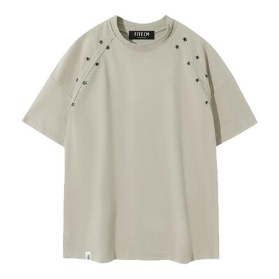 FIVEcm美式潮牌重磅铆钉短袖T恤