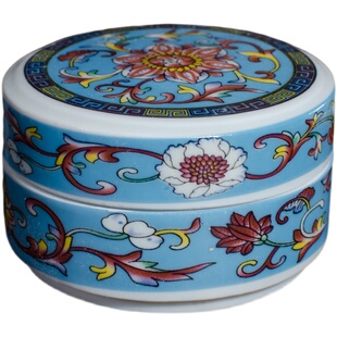 陶瓷印泥盒景德镇仿古珐琅彩印泥瓷缸盒文房文创篆刻印缸双维印泥