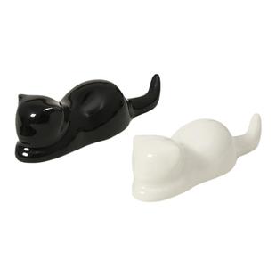 黑白猫瓷笔搁 可爱日式文房四宝国画毛笔笔架山笔山陶瓷器小摆件