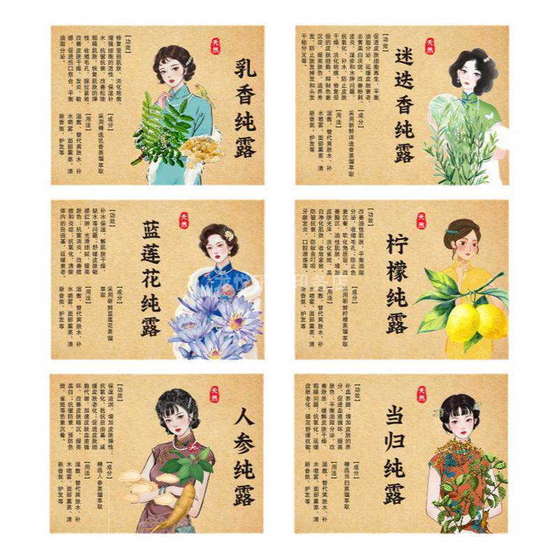 方形不干胶崖柏复古紫苏柠檬瓶贴