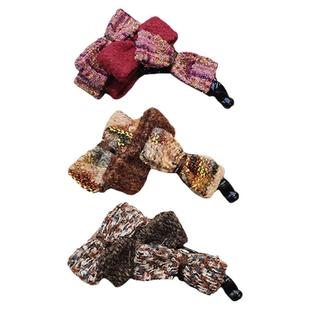 毛呢多层蝴蝶结香蕉夹大号发量多后脑勺盘发夹2025新款竖夹马尾夹