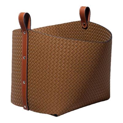 高档意式马鞍皮编织纹收纳筐