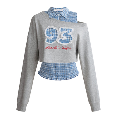 UNIFREEPLUS大码斜肩长袖卫衣