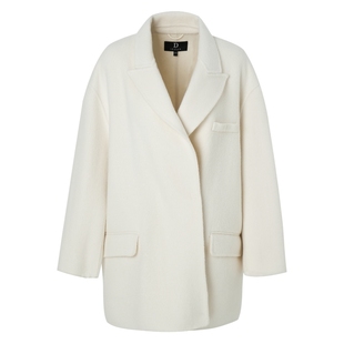 IDPAN女装毛呢外套冬季新款简约干练气质百搭双面呢羊毛大衣