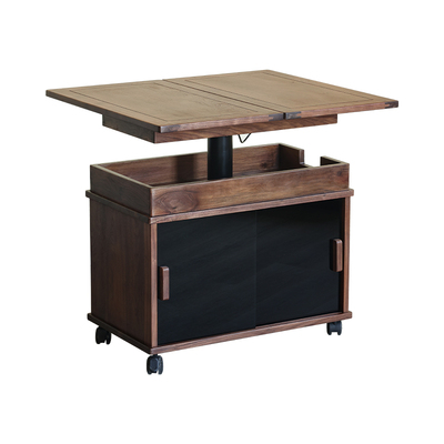 黑胡桃之家全黑胡桃实木升降茶几