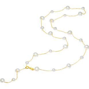 潮宏基小确幸18K金珍珠项链彩金套链淡水珠纪念七夕礼物一款两戴