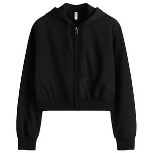 HM女装卫衣春季短款拉链连帽衫美式外套开衫1292680