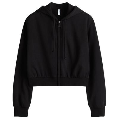 HM女装卫衣春季短款拉链连帽衫美式外套开衫1292680