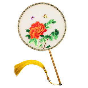 苏绣扇子纯手工刺绣宫扇苏州海棠扇中国风汉服配饰双面绣团扇礼品