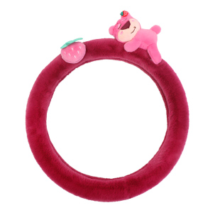 方向盘套可爱草莓熊四季通用夏季通风透气汽车把套装饰网红女士