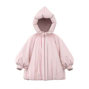 papa爬爬冬季宝宝羽绒服女宝戴帽印花花苞精灵帽舒适保暖