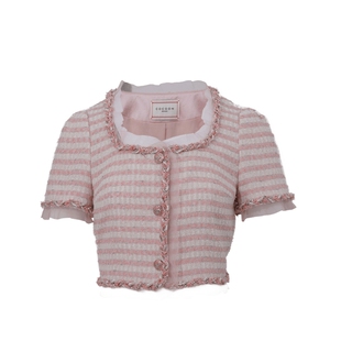 MISSCOCOON可可尼商场同款荷叶边拼接优雅U领沙龙短外套上衣女款