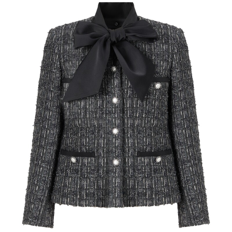 商场同款 摩萨克冬小香风粗花呢系带外套女