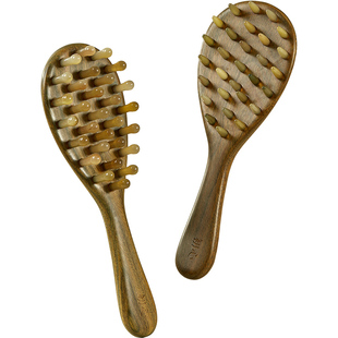 初心头皮按摩梳头部经络梳绿檀羊角木梳子头疗梳插齿梳养发梳家用