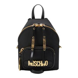 【特享倒计时】Moschino/莫斯奇诺  男女同款电镀徽标迷你双肩包