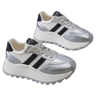 星期六厚底增高老爹鞋女春季新款百搭运动鞋子女士银色阿甘小白鞋