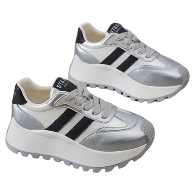 星期六厚底增高老爹鞋女春季新款百搭运动鞋子女士银色阿甘小白鞋