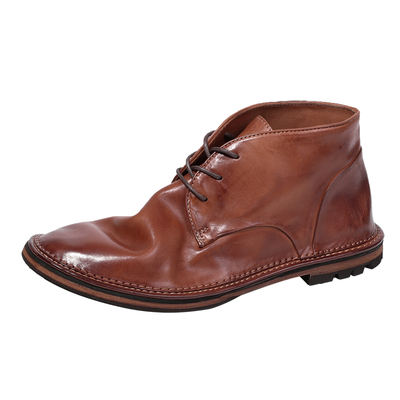 英伦复古风中帮马丁靴男真皮系带