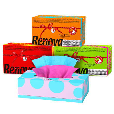 Renova3层80抽彩色抽纸