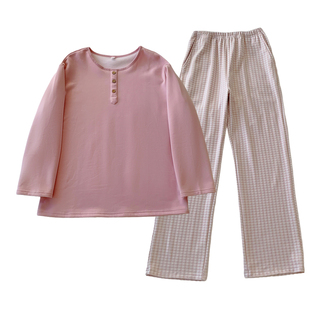 秋冬天胖高个175粉色家居服加长版休闲套头睡衣睡裤长105两件套