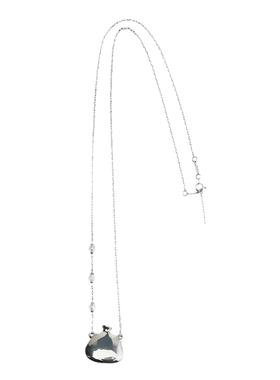 银色小水壶白水晶胶囊子弹头项链