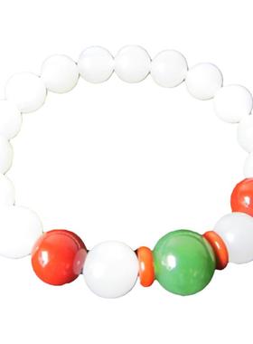 女款手链羊脂白玉带碧玉南红