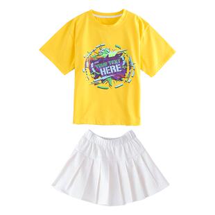 夏季街舞儿童服装男童嘻哈练功班服女孩爵士舞小学生运动会演出服