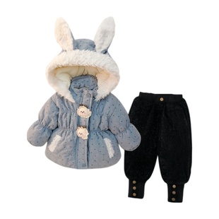 女童加绒套装秋冬季2026新款洋气时髦女宝宝巨好看棉服冬装两件套