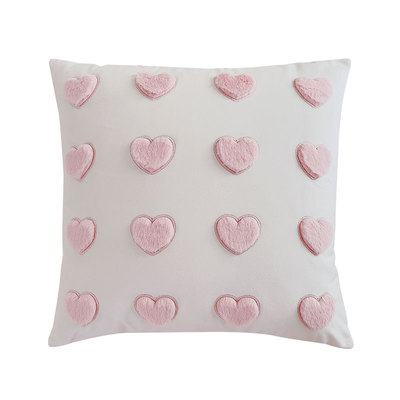 爱心毛绒粉色抱枕飘窗少女心靠枕