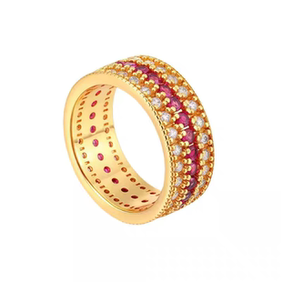 金包银戒指红宝石镶钻指环红白钻满天星尾戒情人节生日礼物送女友