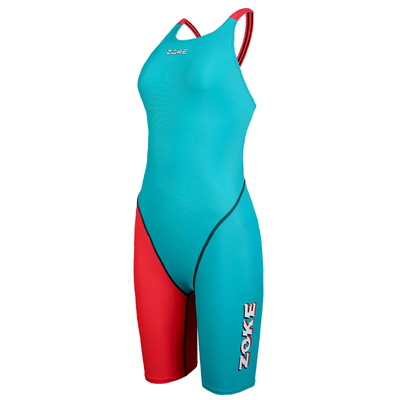 洲克撞色女五分新色连体泳衣竞技