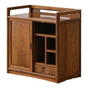 新中式茶水柜鸡翅木茶桌茶台边柜全实木烧水柜一体置物柜红木茶几