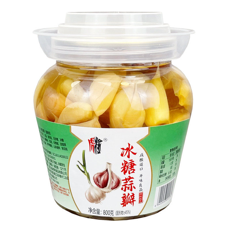 虎将冰糖蒜瓣800g罐装酸甜糖蒜蒜头水晶蒜头农家自制腌泡佐餐调味