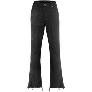 FOG高街水洗拼接破坏做旧蜡面复古黑色微喇叭牛仔长裤潮牌男女潮