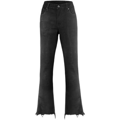 复古黑色微喇叭牛仔长裤潮牌男女