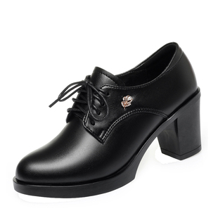 意尔康2026春季新款女鞋正品真皮女单鞋休闲时尚妈妈鞋高跟牛皮鞋