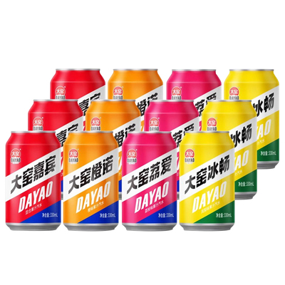 【吴京代言】大窑汽水嘉宾橙诺凤梨味果汁碳酸饮料330mL*12易拉罐