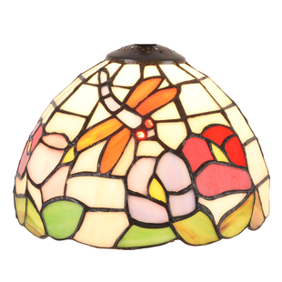 蒂凡尼灯罩 彩色玻璃灯罩 适用于台灯 吊灯 蜻蜓富贵花款式