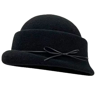 赫本风羊毛呢渔夫帽子女2026冬季新款保暖千金气质优雅黑色礼帽
